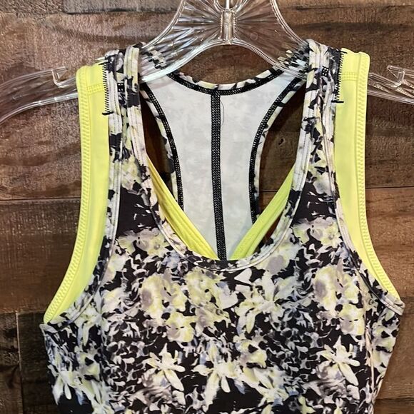 Lululemon Inspiration Tank II Crosscourt Petal Black Clarity Yellow - Picture 2 of 8